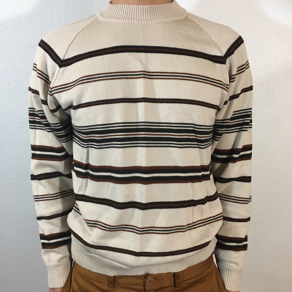 Brown with stripes pullover sweater